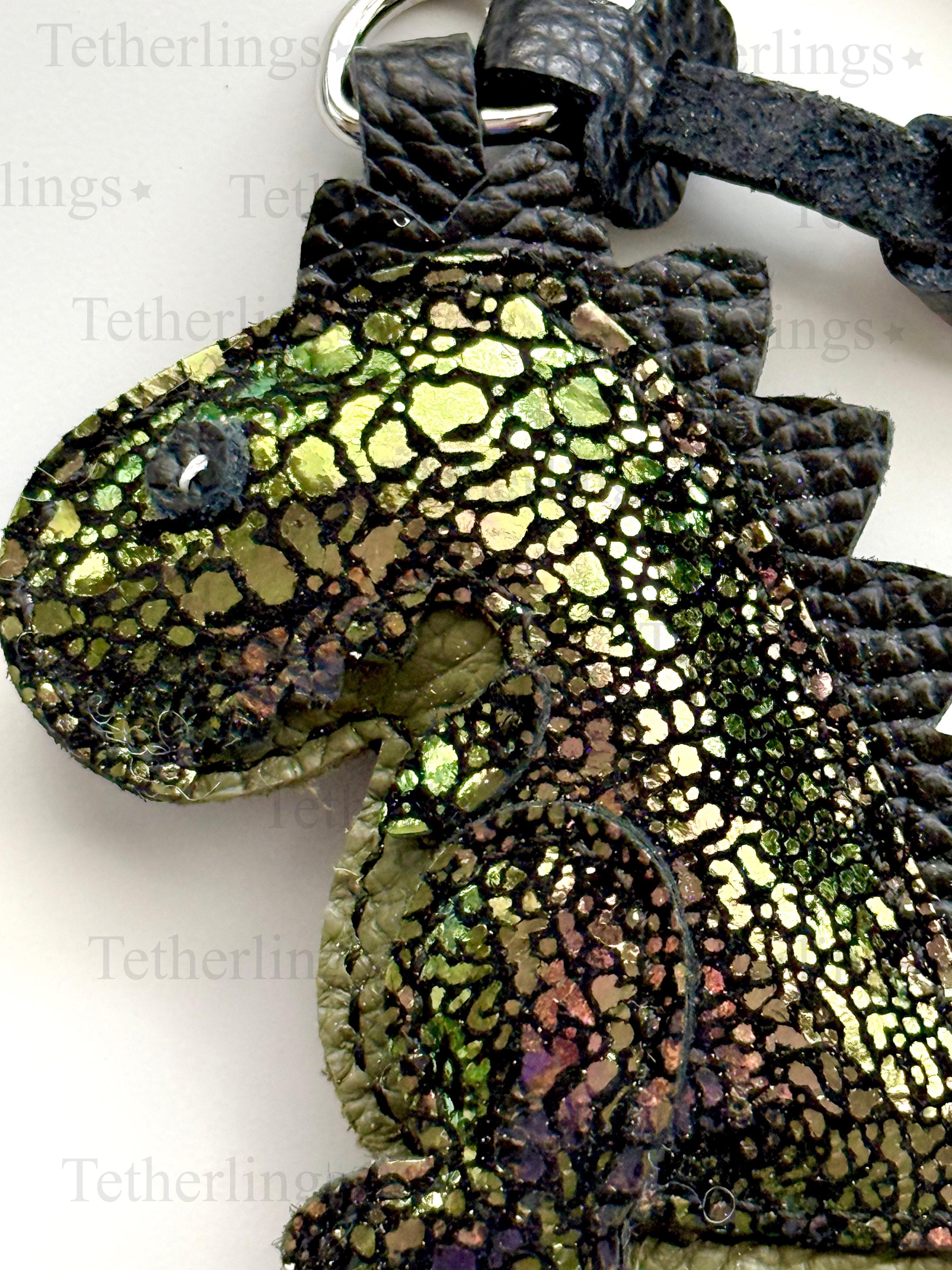 EXCLUSIVE Color! Mossbite Rexling Dinosaur Genuine Leather Charm, Handmade Bag Purse Backpack Key Chain