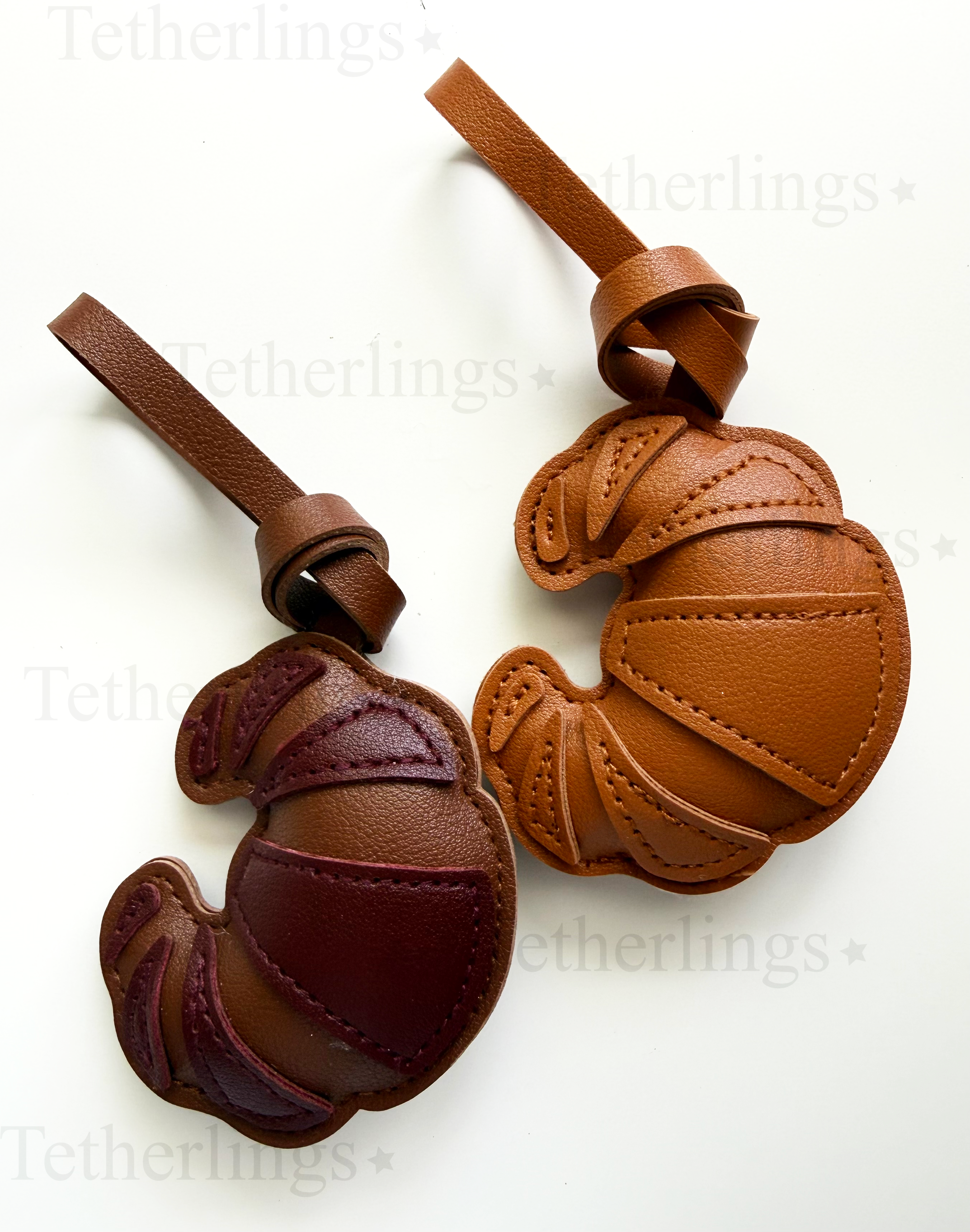 Croissant Handmade Vegan Leather Bag Charm