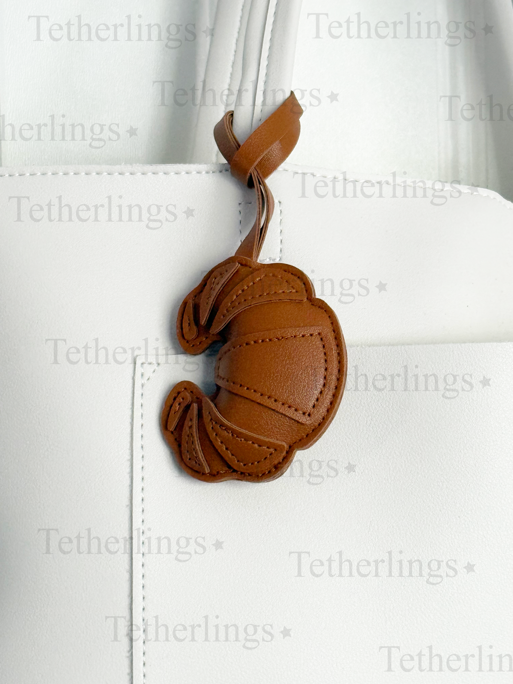 Croissant Handmade Vegan Leather Bag Charm