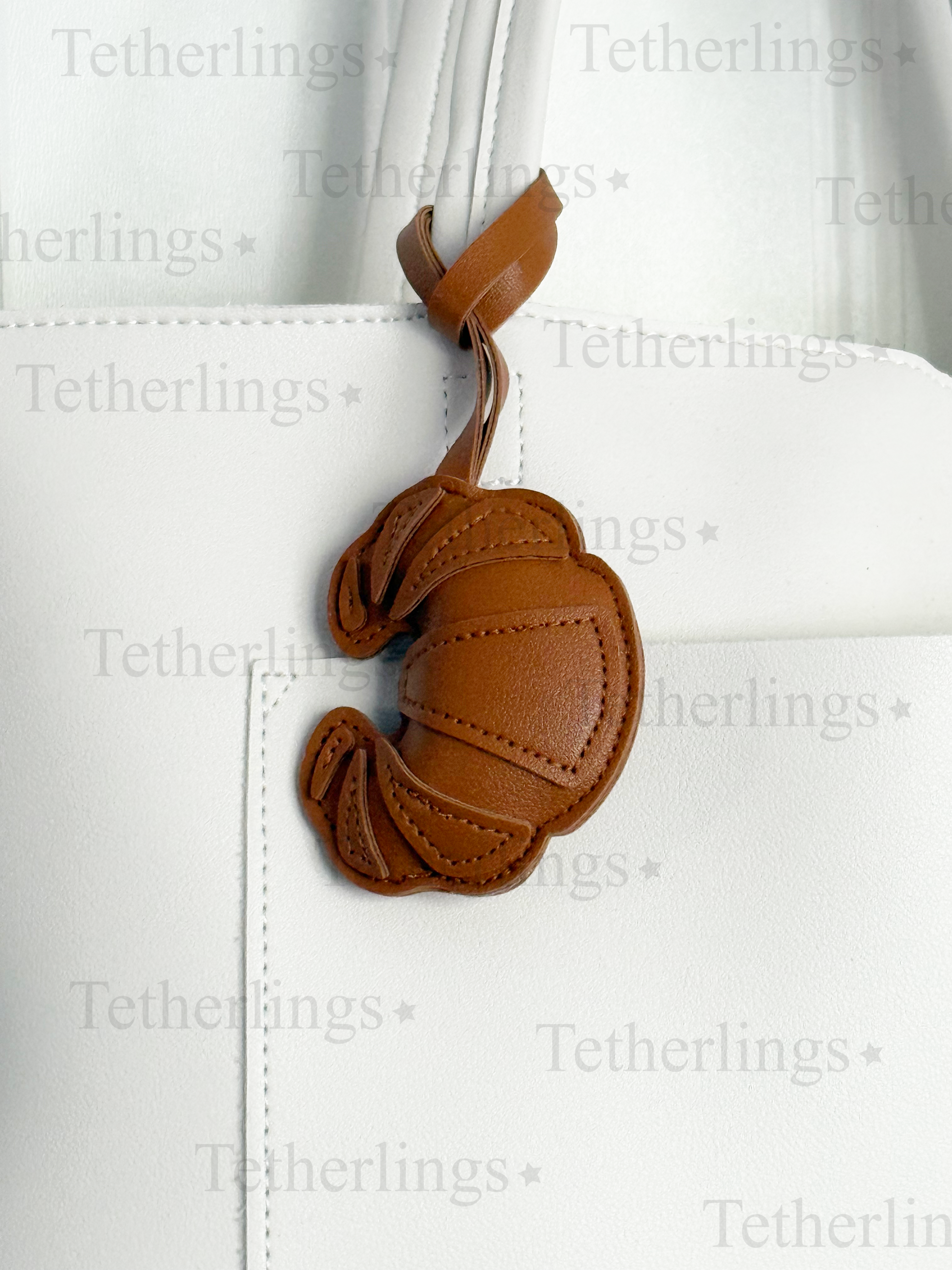 Croissant Handmade Vegan Leather Bag Charm