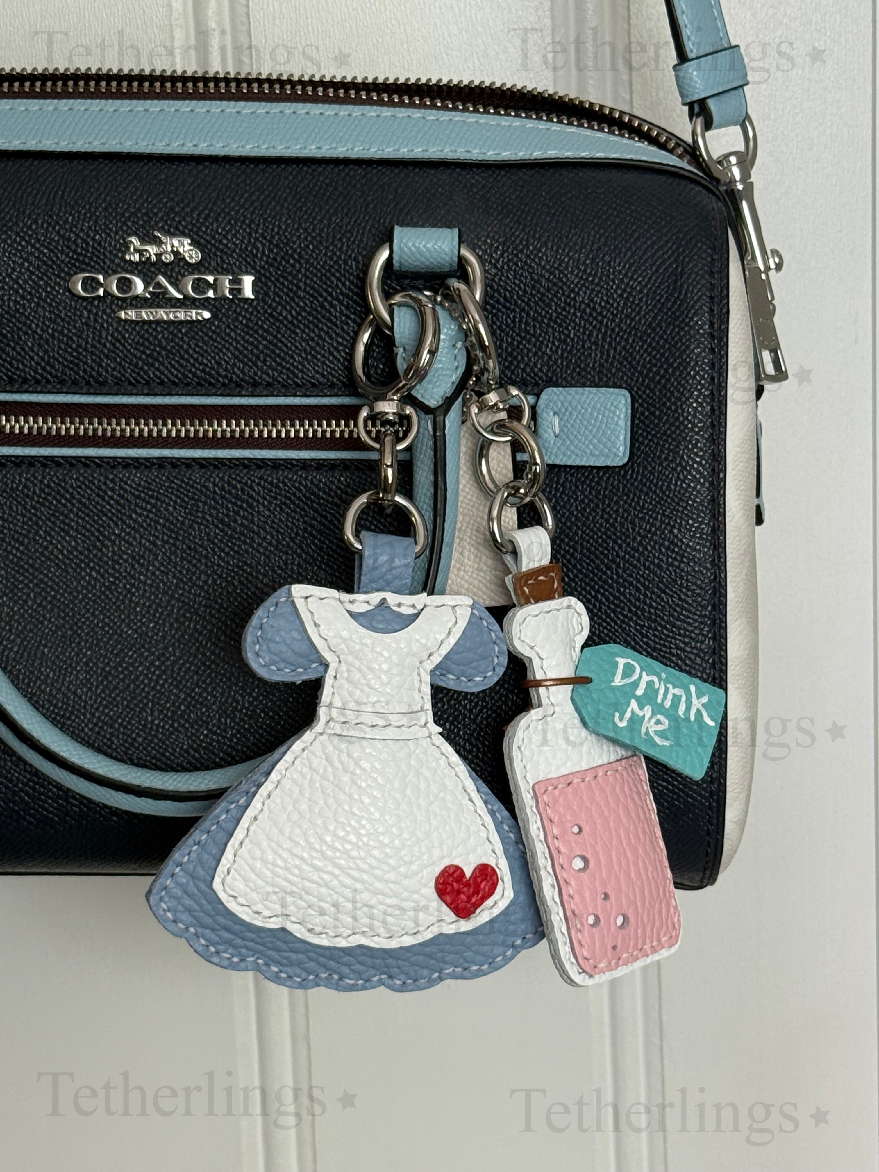 EXCLUSIVE Alice In Wonderland Genuine Leather Charm, Handmade Mad Hatter Drink Me Bottle