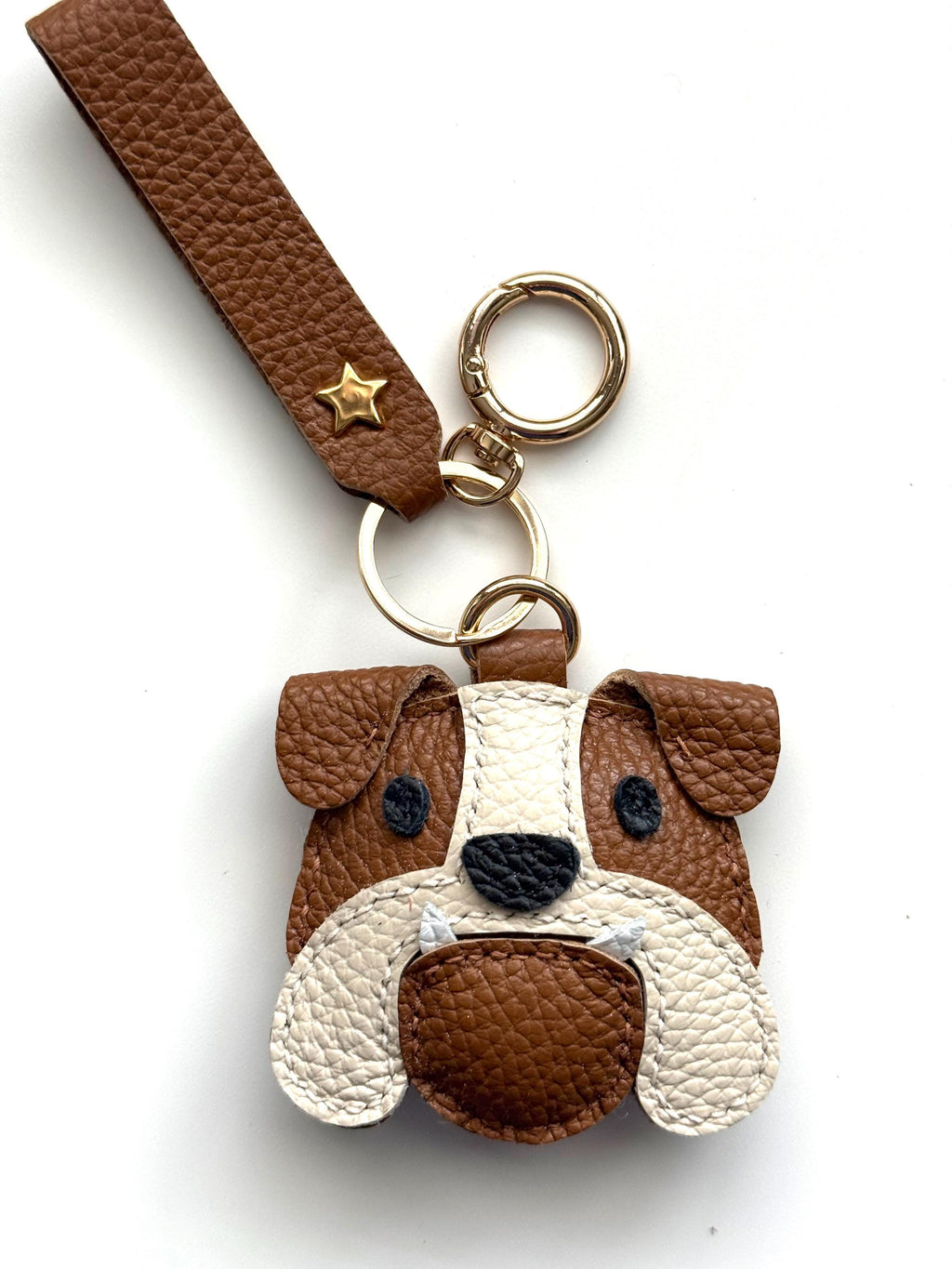 SHIPS QUICK From The US! Bruno the Bulldog Puppy Genuine Leather Charm, Handmade Bag Purse Backpack Key Chain __etsy:7771034092