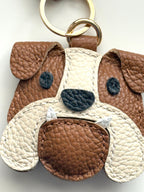 SHIPS QUICK From The US! Bruno the Bulldog Puppy Genuine Leather Charm, Handmade Bag Purse Backpack Key Chain __etsy:7818971479