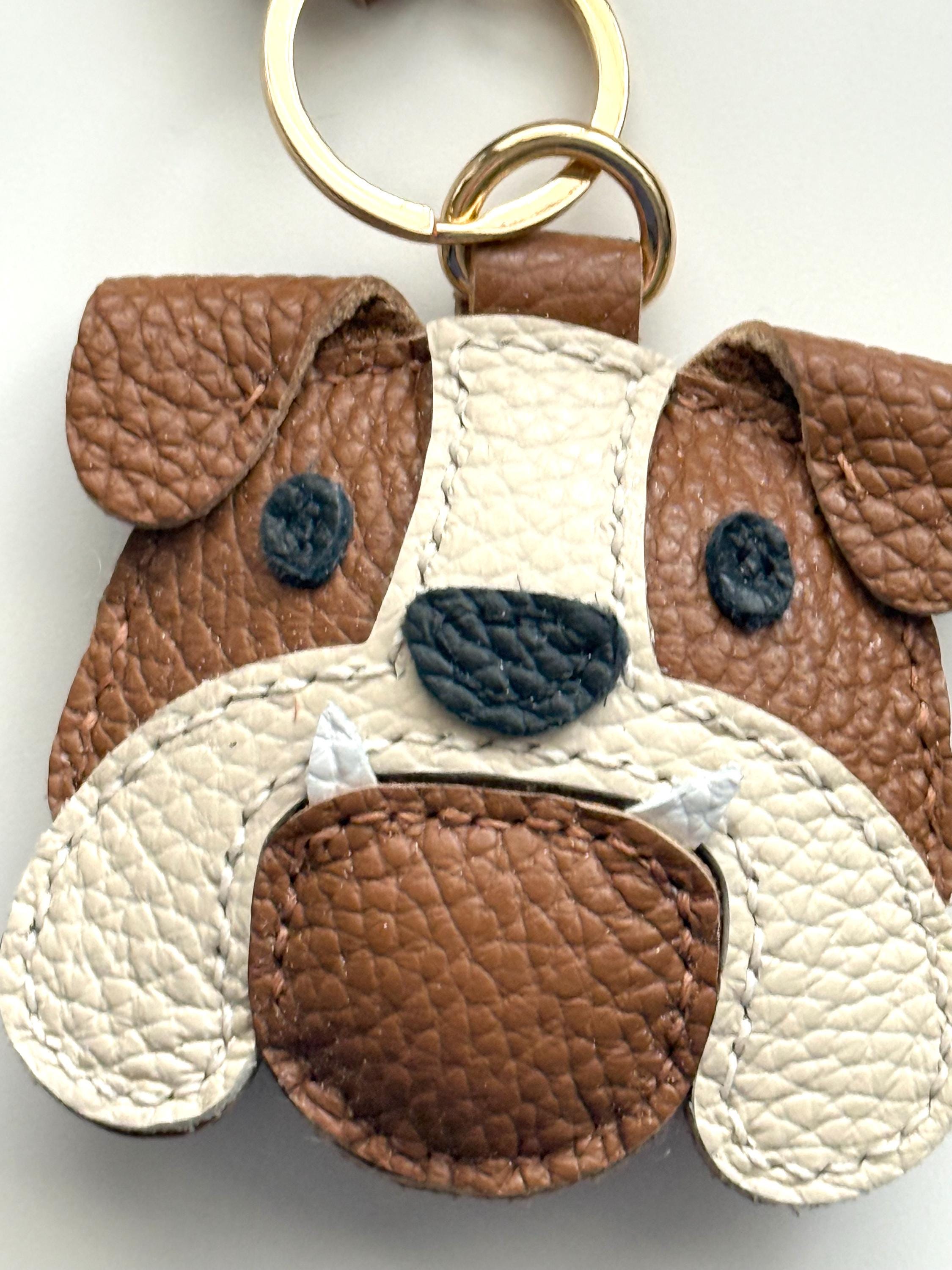 SHIPS QUICK From The US! Bruno the Bulldog Puppy Genuine Leather Charm, Handmade Bag Purse Backpack Key Chain __etsy:7818971479