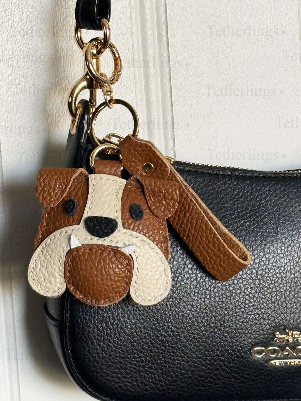 SHIPS QUICK From The US! Bruno the Bulldog Puppy Genuine Leather Charm, Handmade Bag Purse Backpack Key Chain __etsy:7818971879