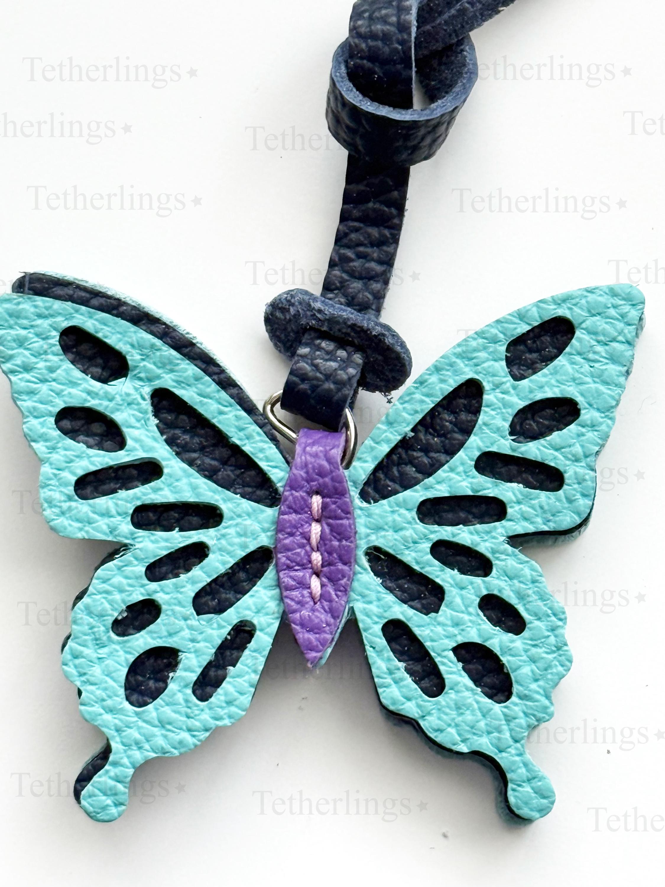 SHIPS QUICK From The US! Cute Butterfly Genuine Leather Charm, Handmade Bag Purse Backpack Key Chain __etsy:7770959068