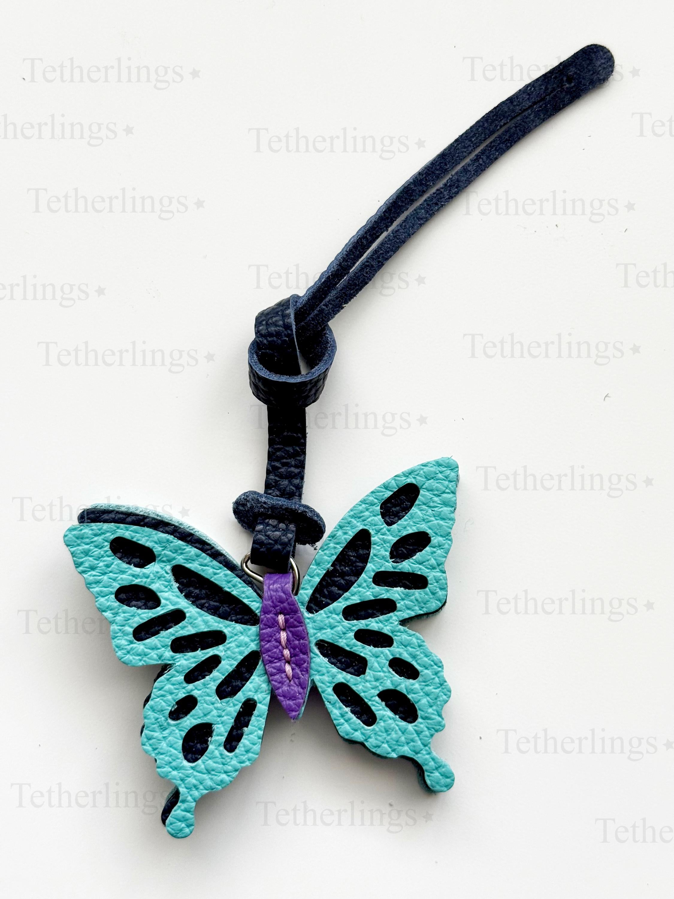 SHIPS QUICK From The US! Cute Butterfly Genuine Leather Charm, Handmade Bag Purse Backpack Key Chain __etsy:7770959074