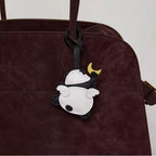 SHIPS QUICK From The US! Cute Panda with wings Reaching for Moon Genuine Leather Charm, Handmade Bag Charm, Leather Handbag Purse Key Chain __etsy:7183527368