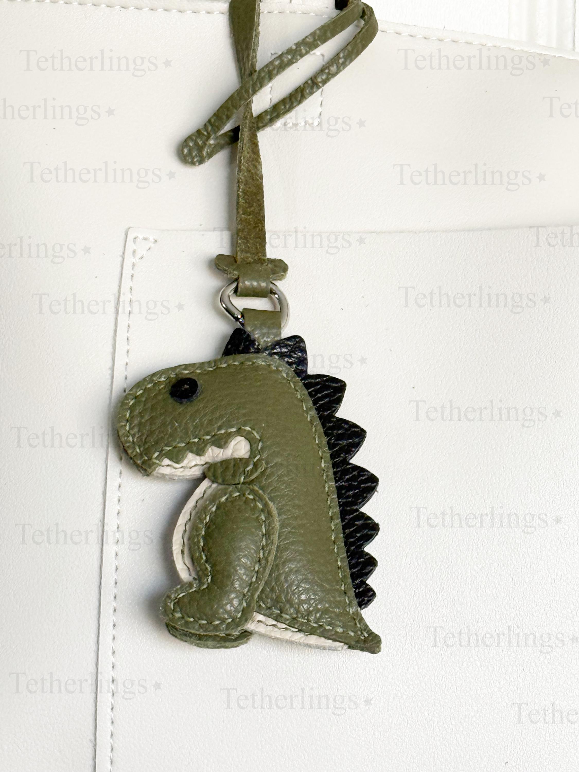 SHIPS QUICK From The US! Dino Genuine Leather Charm, Handmade Bag Purse Backpack Key Chain __etsy:7820827385