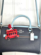 SHIPS QUICK From The US! Double Decker Bus Vegan Leather bag Charm, Handmade London Bag Charm, Leather Handbag Purse Key Chain Travel Europe __etsy:7120370844