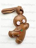 SHIPS QUICK From The US! Gingerbread Man Christmas Cookie Genuine Leather Charm, Handmade Bag Charm, Leather Handbag Purse Key Chain __etsy:7231489545