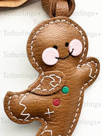 SHIPS QUICK From The US! Gingerbread Man Christmas Cookie Genuine Leather Charm, Handmade Bag Charm, Leather Handbag Purse Key Chain __etsy:7183508080