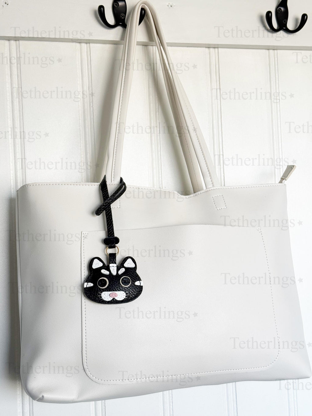 SHIPS QUICK From The US! Kitty Cats Genuine Leather Charm, Handmade Bag Purse Backpack Key Chain __etsy:7818905229