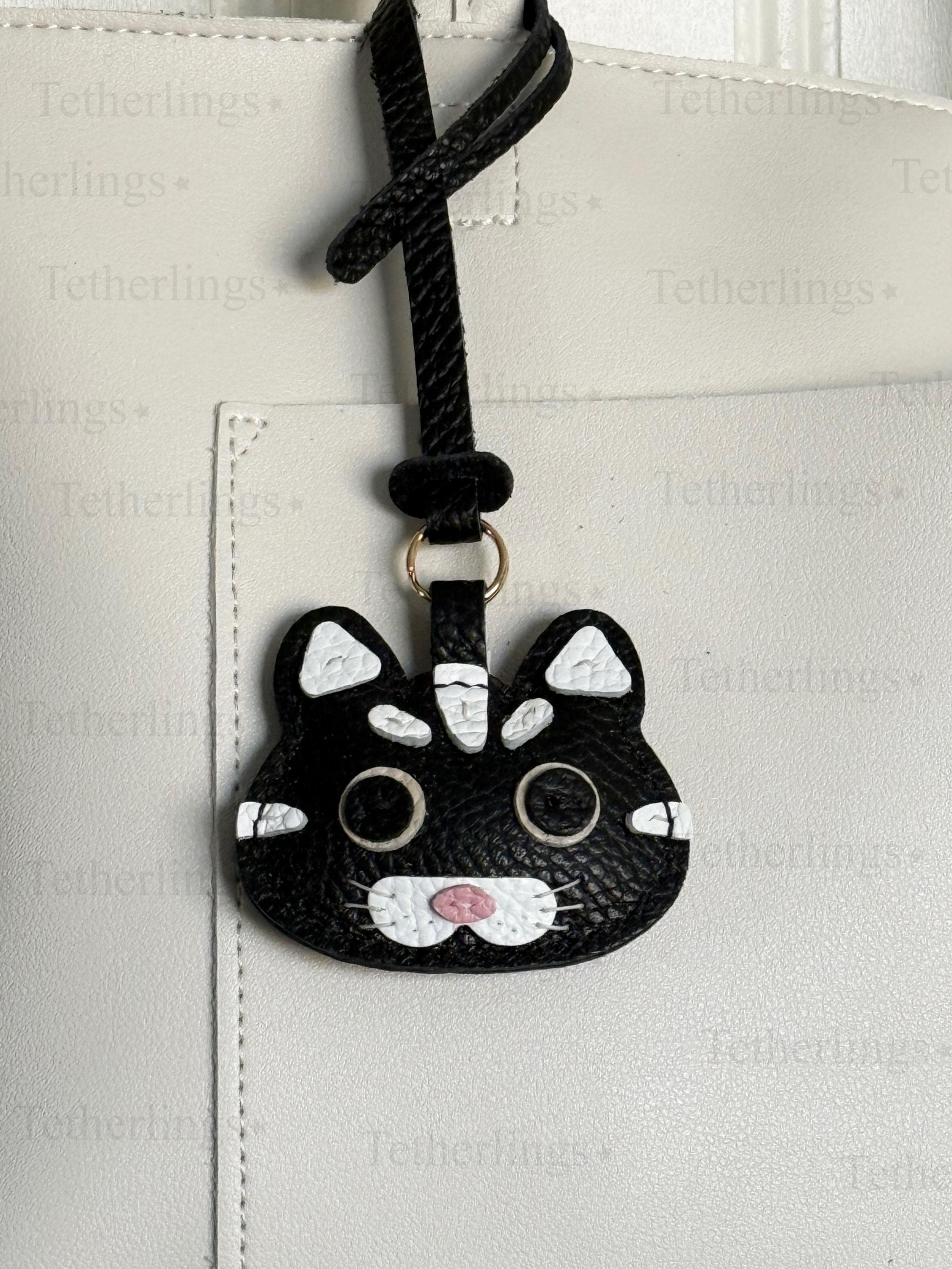 SHIPS QUICK From The US! Kitty Cats Genuine Leather Charm, Handmade Bag Purse Backpack Key Chain __etsy:7770968192