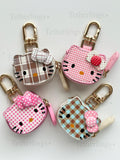 SHIPS QUICK From The US! Kitty Head Vegan Leather zipper Charm, Backpack Bag Charm, Handbag Purse Key Chain Airtag holder Headphone Earbuds __etsy:7358218532