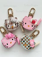 SHIPS QUICK From The US! Kitty Head Vegan Leather zipper Charm, Backpack Bag Charm, Handbag Purse Key Chain Airtag holder Headphone Earbuds __etsy:7358218532