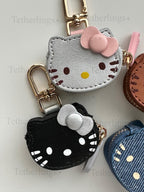 SHIPS QUICK From The US! Kitty Head Vegan Leather zipper Charm, Backpack Bag Charm, Handbag Purse Key Chain Airtag holder Headphone Earbuds __etsy:7406133261