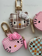 SHIPS QUICK From The US! Kitty Head Vegan Leather zipper Charm, Backpack Bag Charm, Handbag Purse Key Chain Airtag holder Headphone Earbuds __etsy:7358218592