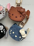 SHIPS QUICK From The US! Kitty Head Vegan Leather zipper Charm, Backpack Bag Charm, Handbag Purse Key Chain Airtag holder Headphone Earbuds __etsy:7358213972