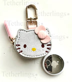 SHIPS QUICK From The US! Kitty Head Vegan Leather zipper Charm, Backpack Bag Charm, Handbag Purse Key Chain Airtag holder Headphone Earbuds __etsy:7123253024