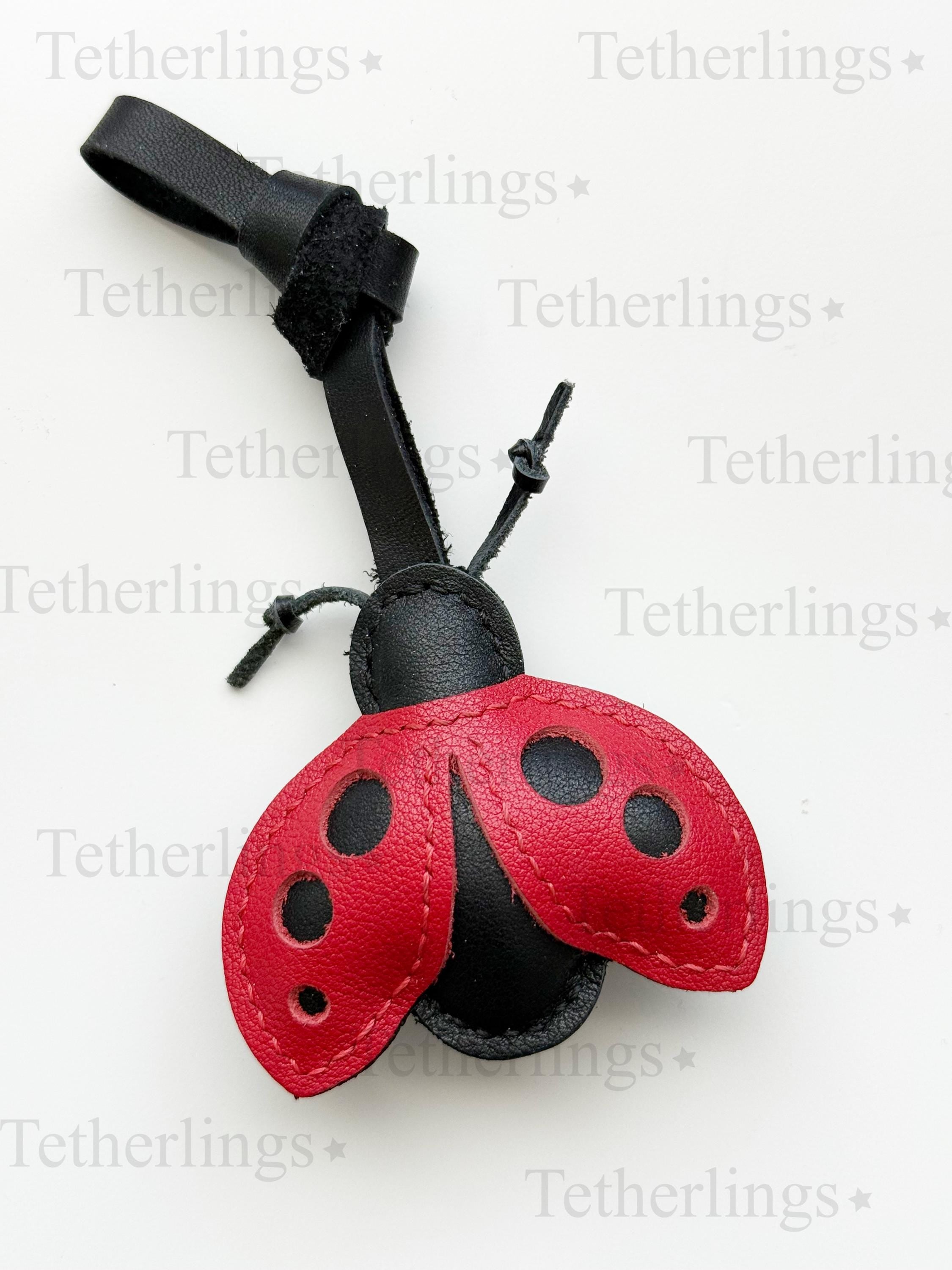 SHIPS QUICK From The US! Ladybug Genuine Leather Charm, Handmade Bag Purse Backpack Key Chain __etsy:7787583502