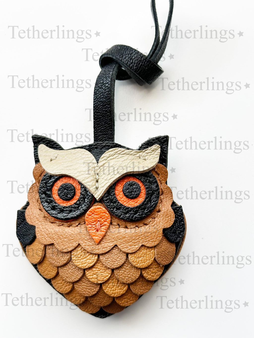SHIPS QUICK From The US! Owl Forest Animal Fall Genuine Leather bag Charm, Handmade Bag Charm, Leather Handbag Purse Key Chain __etsy:7231367803