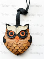 SHIPS QUICK From The US! Owl Forest Animal Fall Genuine Leather bag Charm, Handmade Bag Charm, Leather Handbag Purse Key Chain __etsy:7231367803