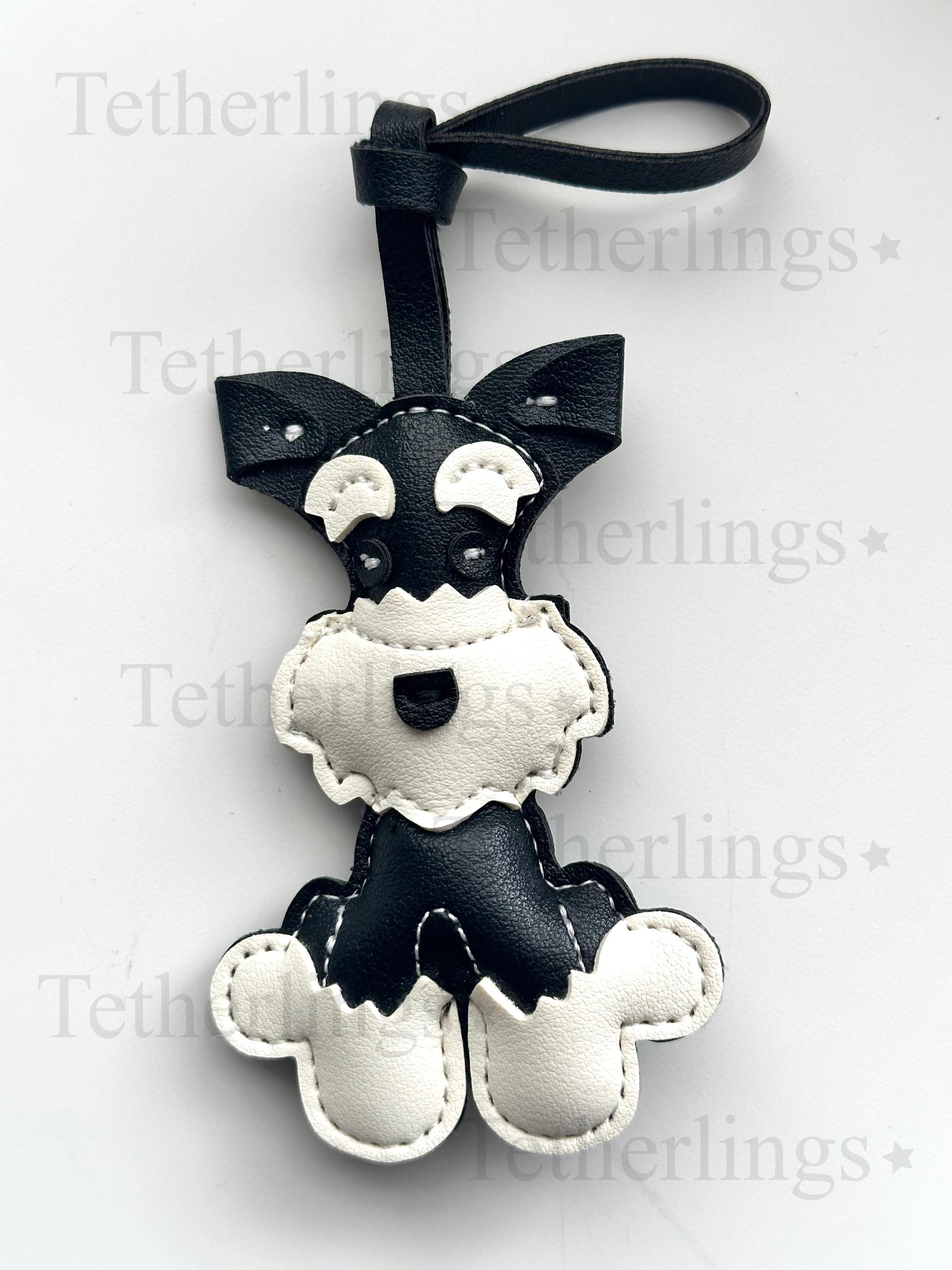 SHIPS QUICK From The US! Schnauzer Dog Vegan Leather bag Charm, Handmade Animal Bag Charm, Leather Handbag Purse Key Chain, Cute Keychain __etsy:7171393323
