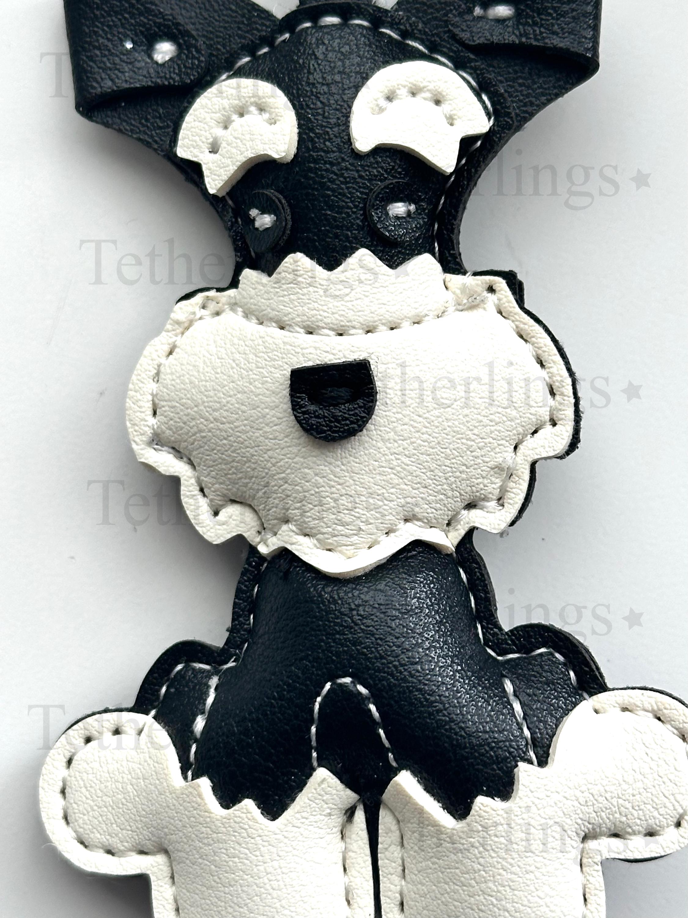 SHIPS QUICK From The US! Schnauzer Dog Vegan Leather bag Charm, Handmade Animal Bag Charm, Leather Handbag Purse Key Chain, Cute Keychain __etsy:7123423340