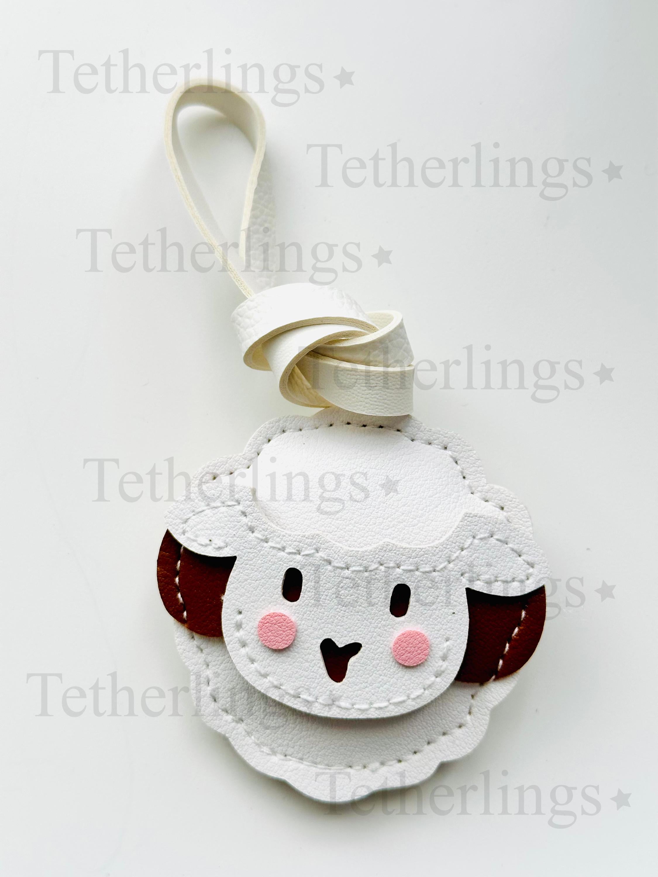 SHIPS QUICK From The US! Sheep Lamb Vegan Leather bag Charm, Handmade Animal Bag Charm, Leather Handbag Purse Key Chain, Farm Cute Charm __etsy:7168287157