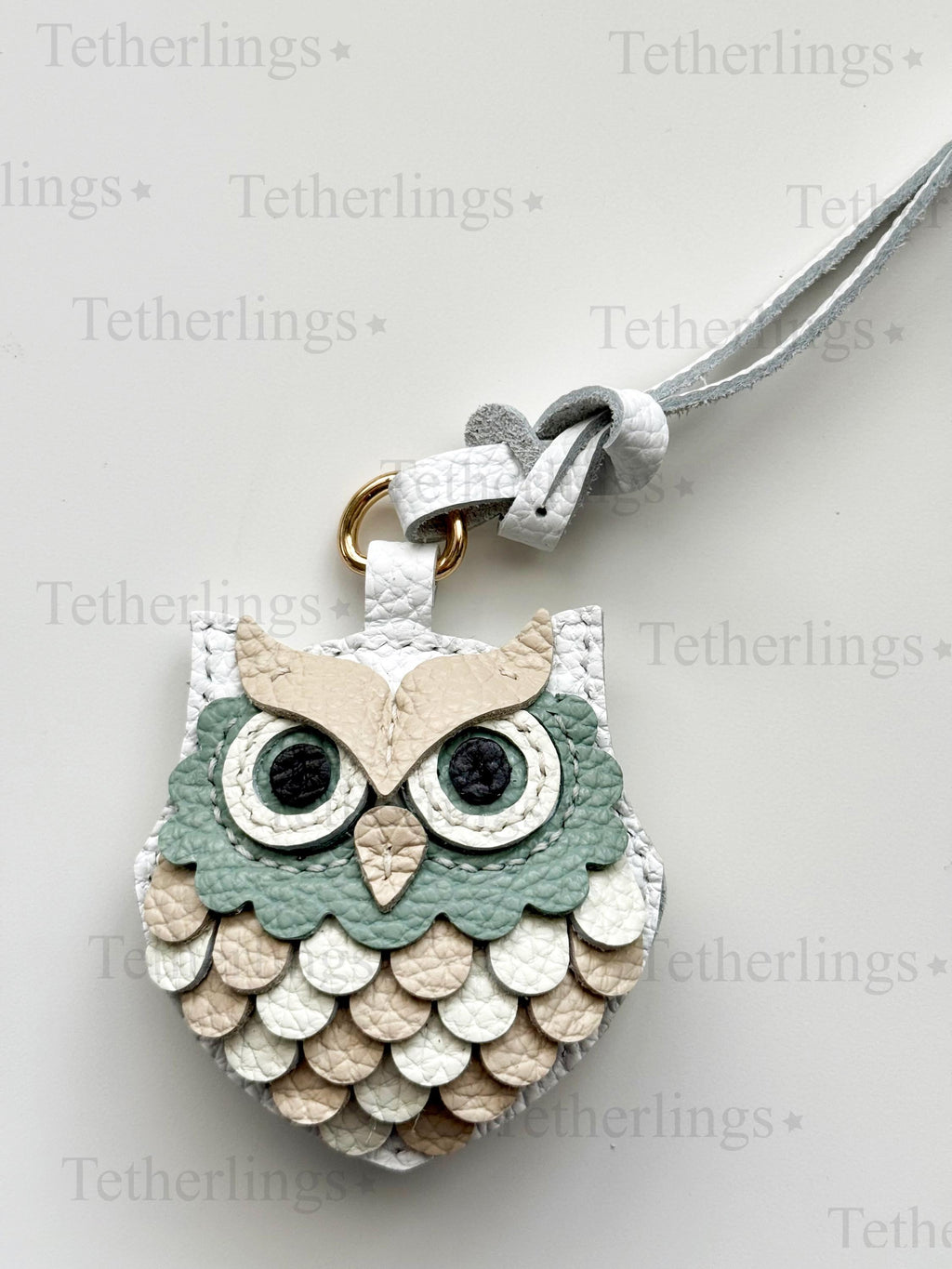 SHIPS QUICK From The US! Snow Owl Genuine Leather Charm, Handmade Bag Purse Backpack Key Chain __etsy:7818812091