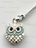 SHIPS QUICK From The US! Snow Owl Genuine Leather Charm, Handmade Bag Purse Backpack Key Chain __etsy:7818812091