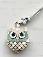 SHIPS QUICK From The US! Snow Owl Genuine Leather Charm, Handmade Bag Purse Backpack Key Chain __etsy:7818812091