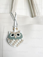 SHIPS QUICK From The US! Snow Owl Genuine Leather Charm, Handmade Bag Purse Backpack Key Chain __etsy:7770876448