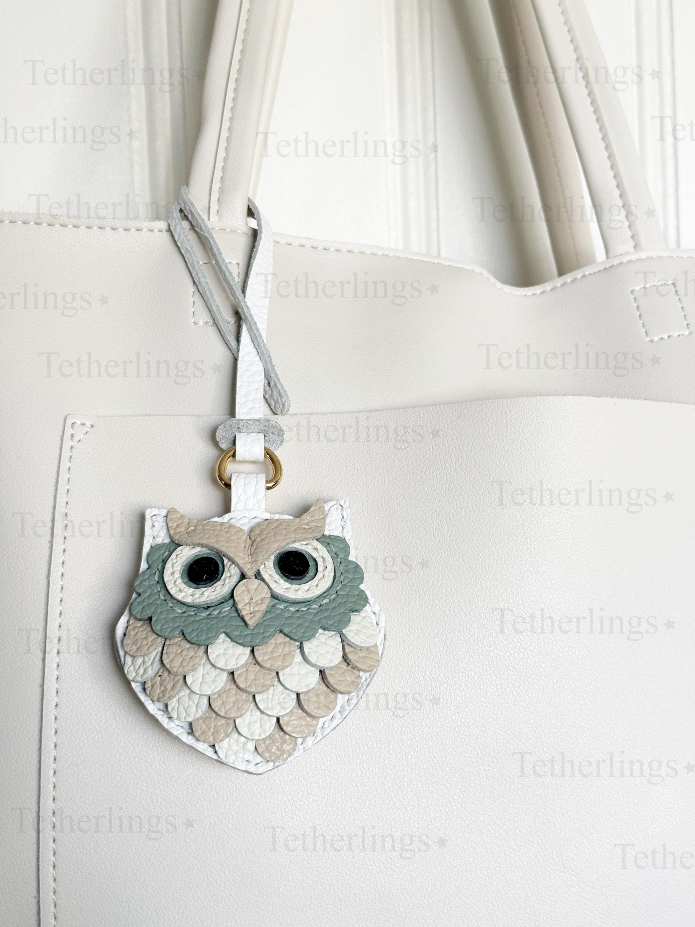 SHIPS QUICK From The US! Snow Owl Genuine Leather Charm, Handmade Bag Purse Backpack Key Chain __etsy:7770876448