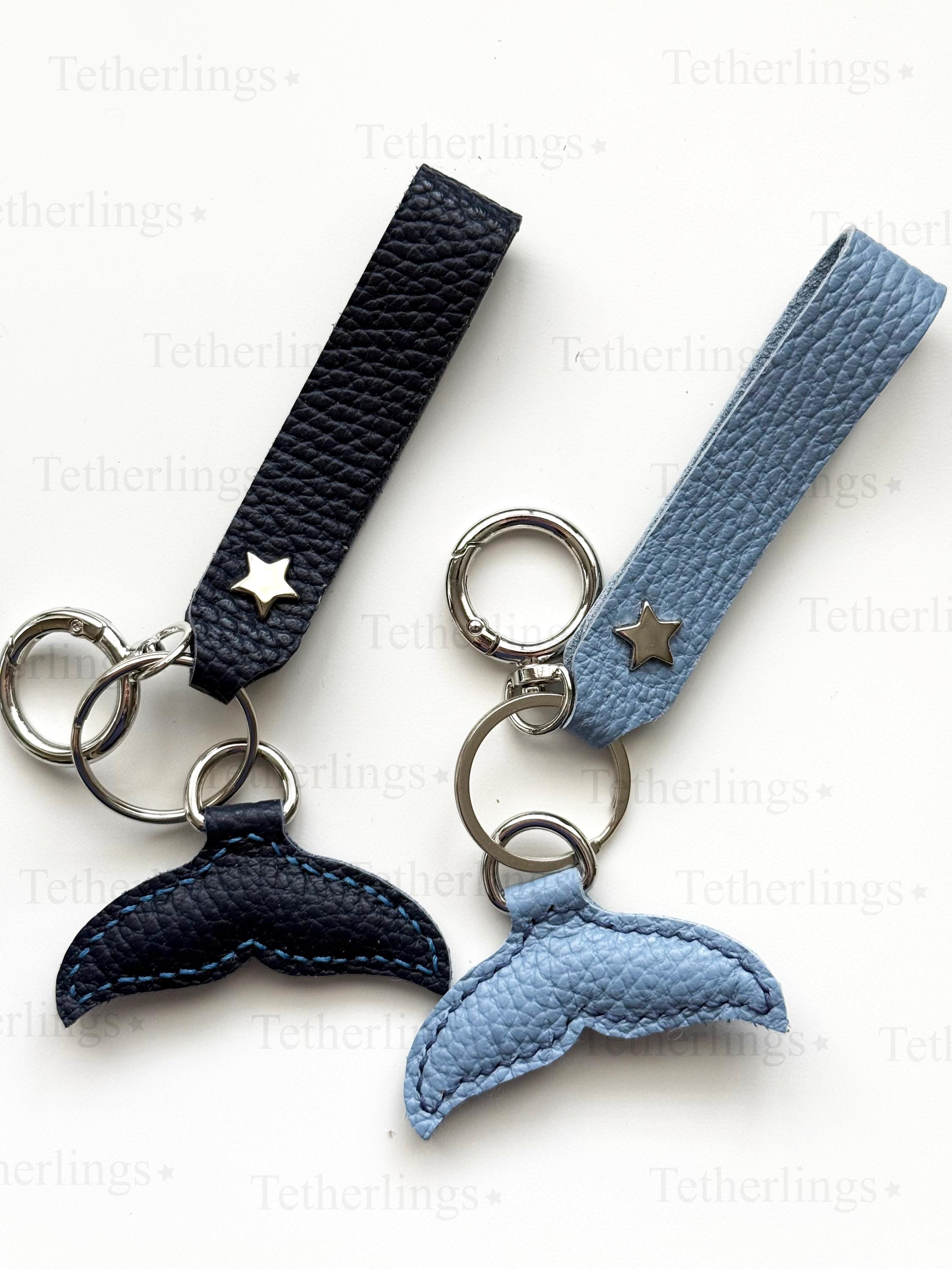SHIPS QUICK From The US! Whale Tail and Wrist Strap Genuine Leather Charm, Handmade Bag Purse Backpack Key Chain __etsy:7772921640