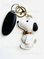 Cute white Dog Vegan Leather Bag Charm Keychain