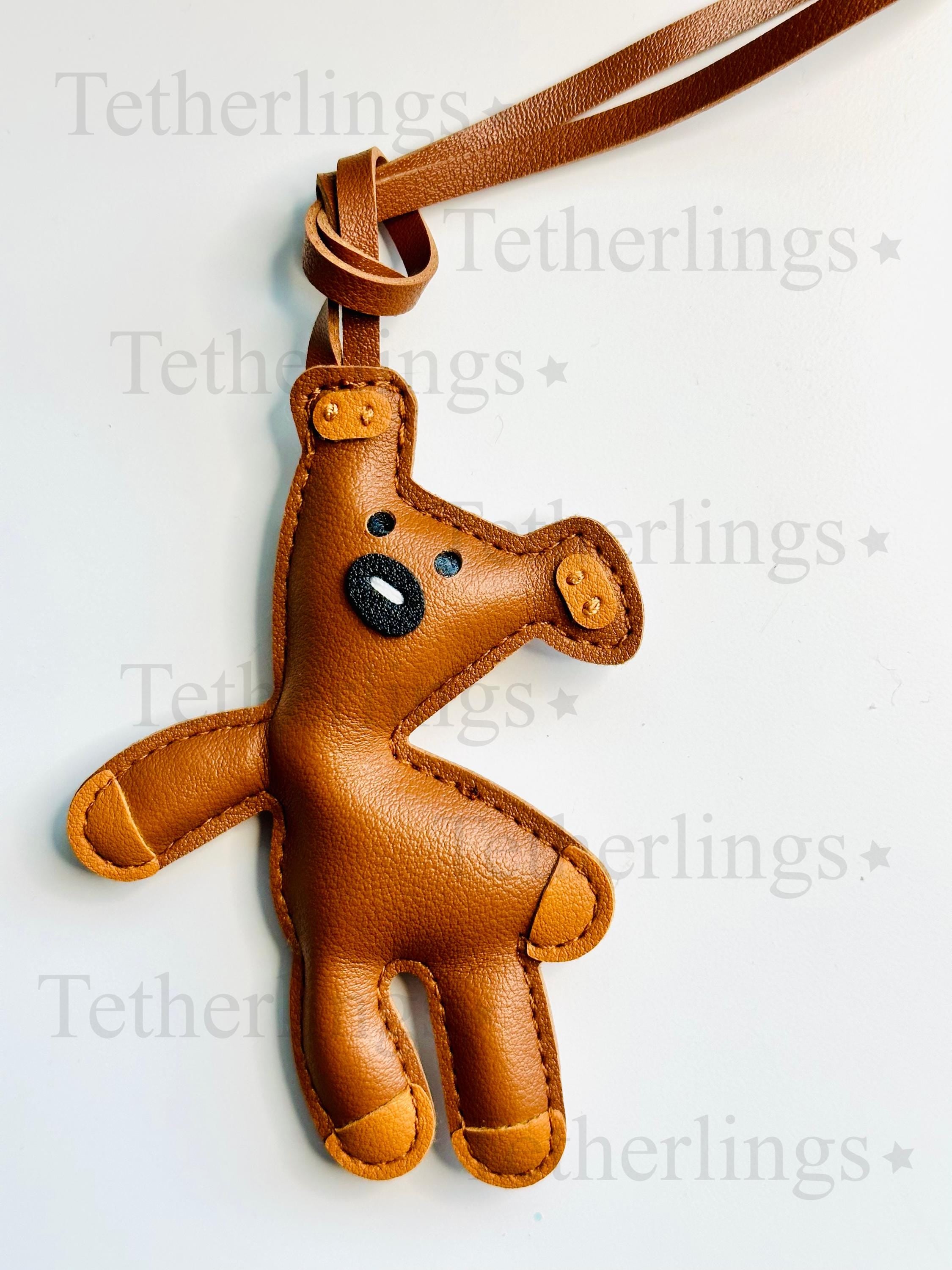 Teddy Bear Handmade Vegan Leather Bag Charm
