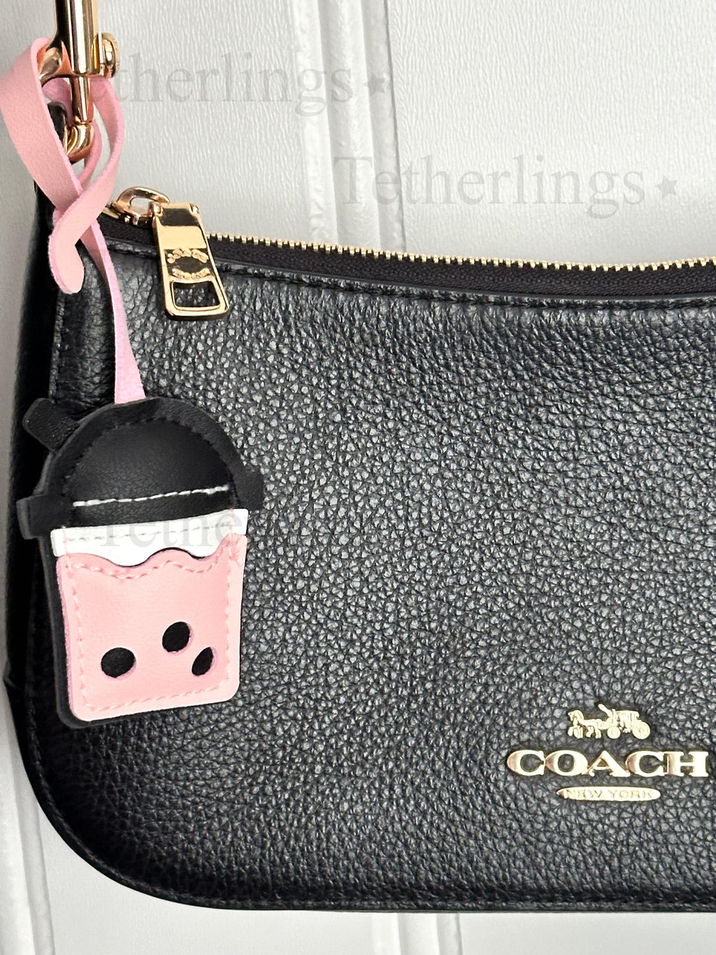 Boba Tea Bubble Vegan Leather Bag Charm