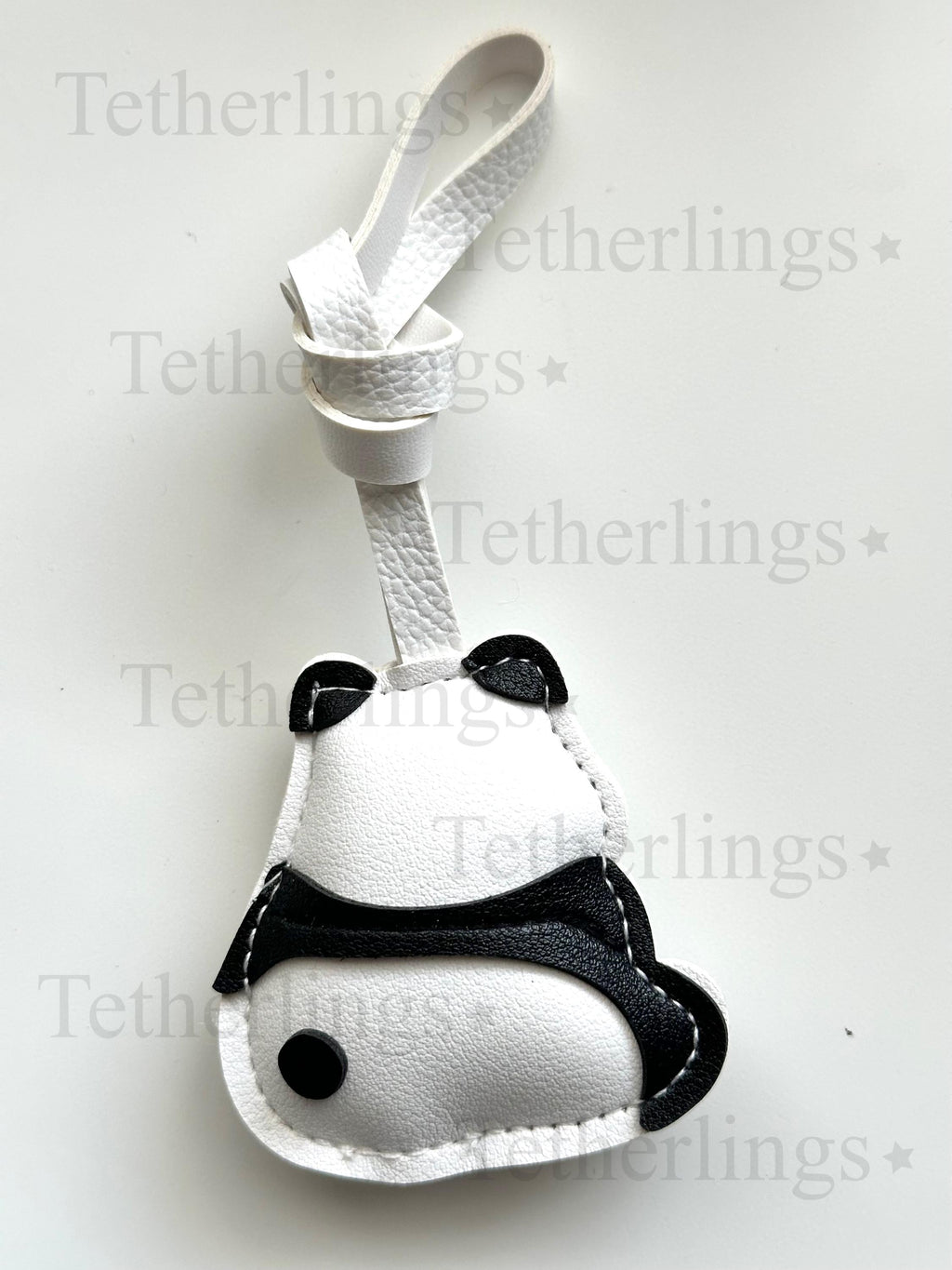 Panda Vegan Leather bag Charm, Handmade Animal Bag Charm, Leather Handbag Purse Key Chain, Cute Keychain