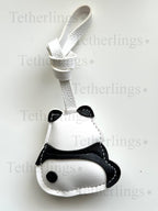 Panda Vegan Leather bag Charm, Handmade Animal Bag Charm, Leather Handbag Purse Key Chain, Cute Keychain