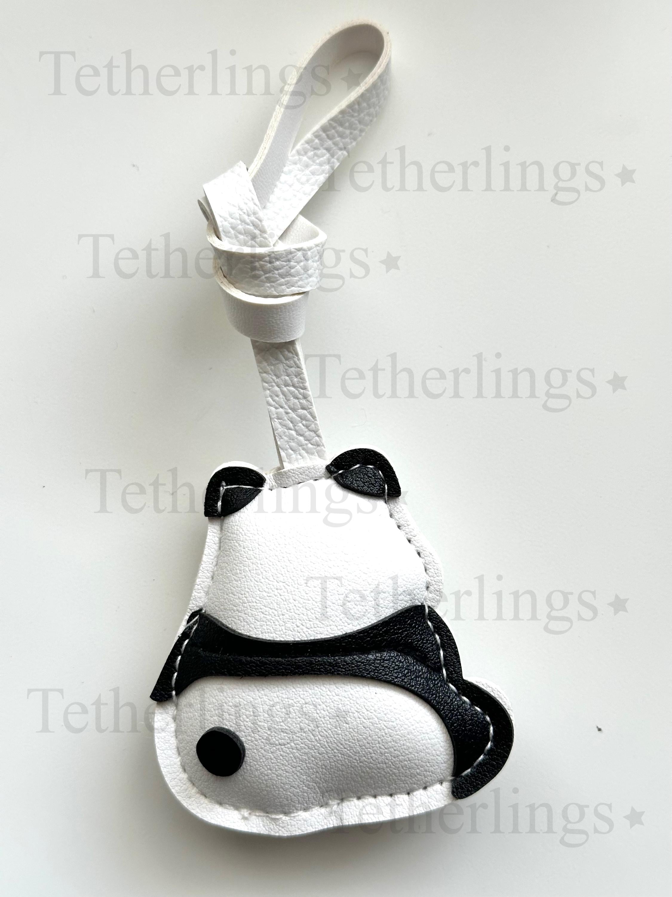 Panda Vegan Leather bag Charm, Handmade Animal Bag Charm, Leather Handbag Purse Key Chain, Cute Keychain