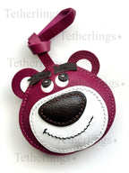 Pink Bear Lotso Handmade Genuine Leather Bag Charm