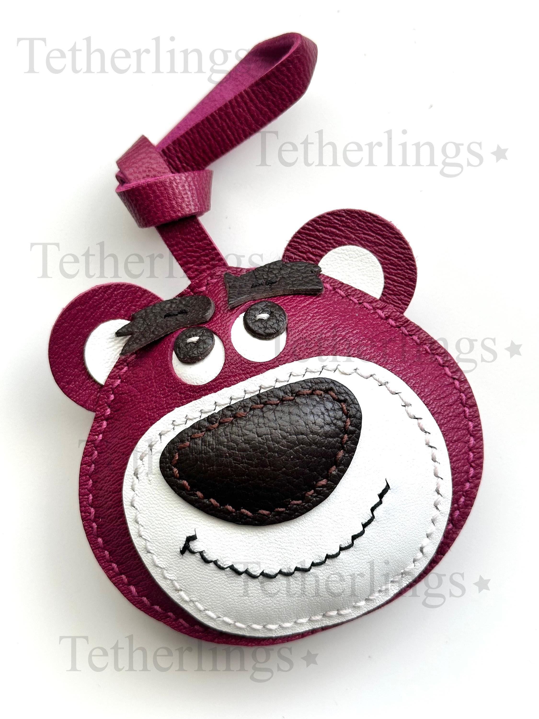 Pink Bear Lotso Handmade Genuine Leather Bag Charm