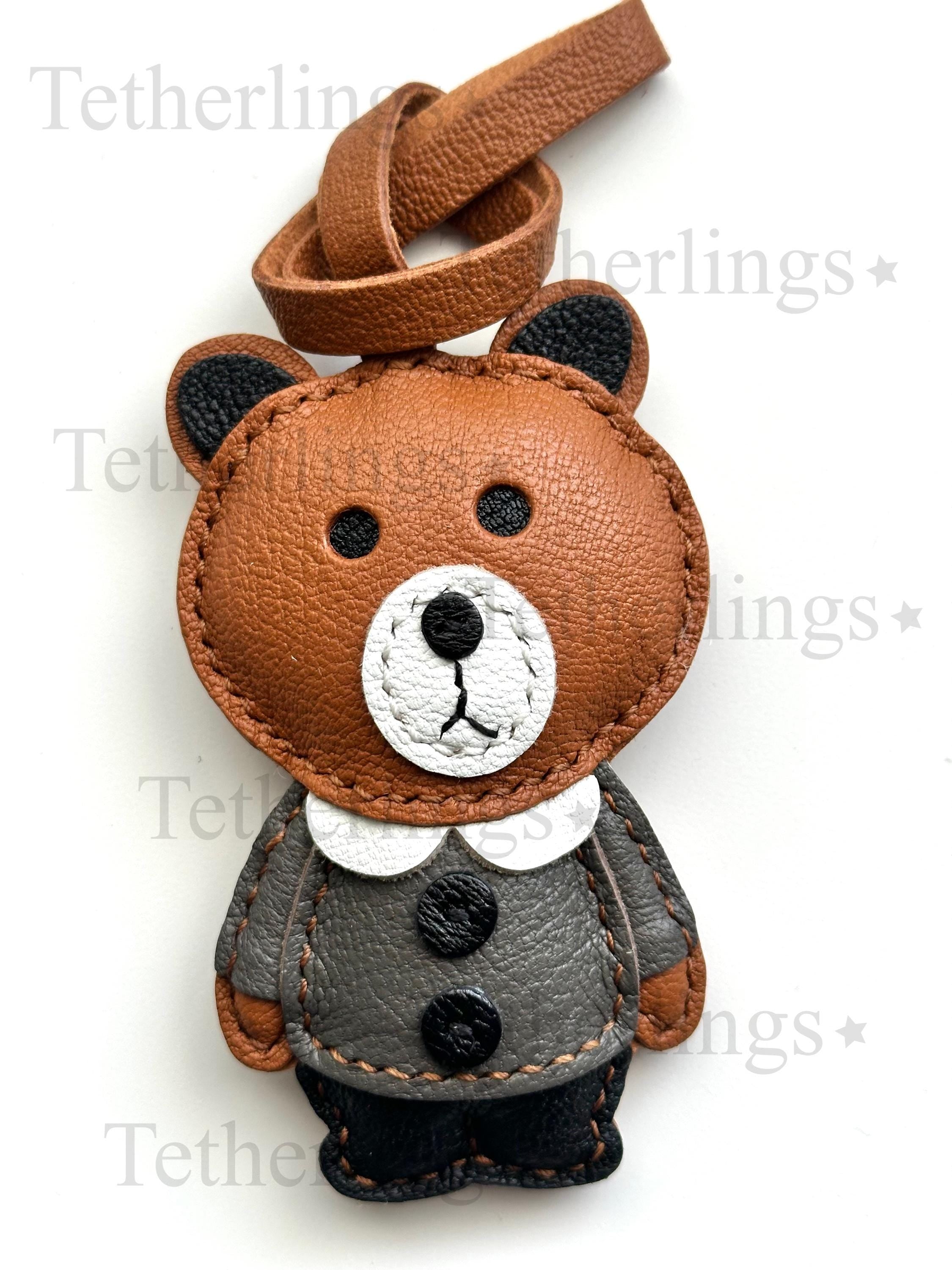 Cute Bear Handmade Genuine Leather Bag Charm