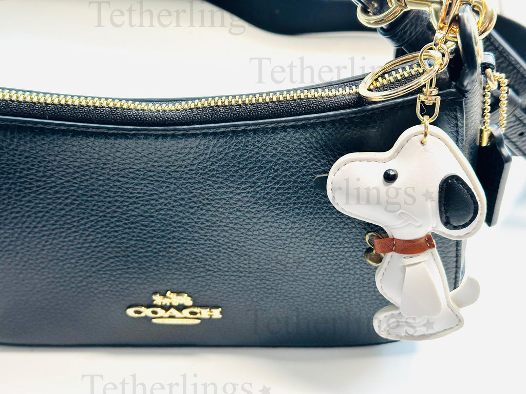 Cute white Dog Vegan Leather Bag Charm Keychain