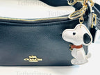 Cute white Dog Vegan Leather Bag Charm Keychain