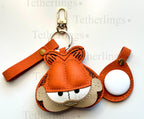 Orange Cat Handmade Genuine Leather bag Charm and Airtag holder