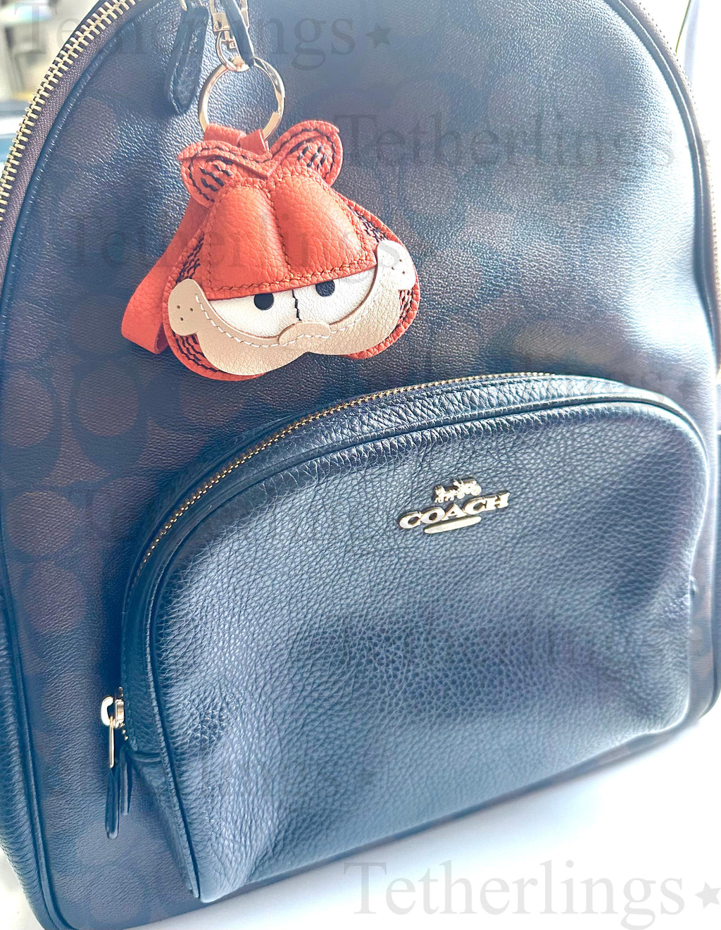 Orange Cat Handmade Genuine Leather bag Charm and Airtag holder