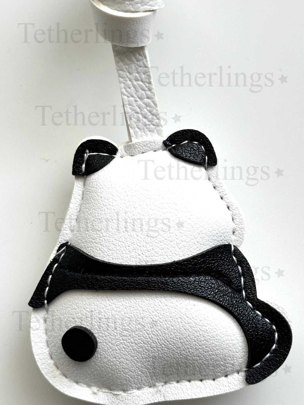 Panda Vegan Leather bag Charm, Handmade Animal Bag Charm, Leather Handbag Purse Key Chain, Cute Keychain